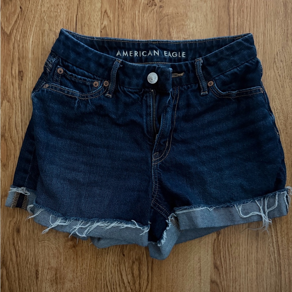 American Eagle Outfitters Dark Blue Denim Cutoff Shorts